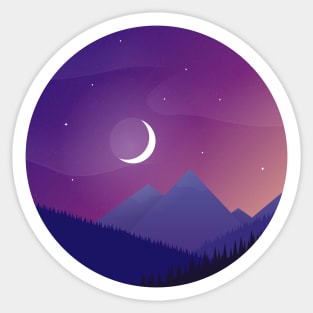 Purple Mountain Landscape Sticker